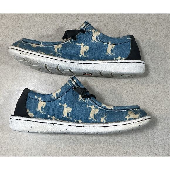 Justin Women’s Hazer Size 6.5 M Turquoise & Bronc Round Leather & Fabric Slip-On - Picture 5 of 9